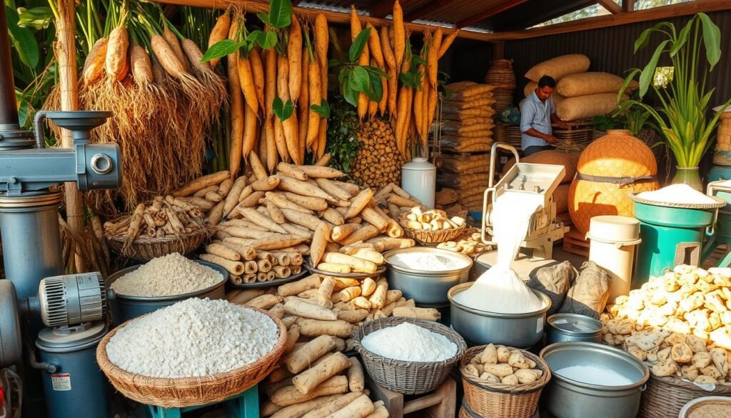 Cassava processing, cassava flour, cassava starch, industrial cassava processing